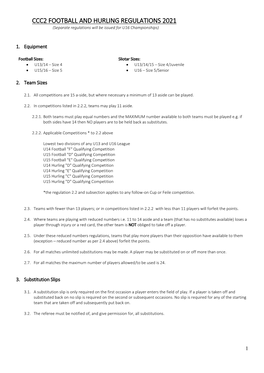 CCC2 FOOTBALL and HURLING REGULATIONS 2021 (Separate Regulations Will Be Issued for U16 Championships)