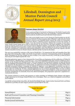 Lilleshall, Donnington and Muxton Parish Council Annual Report 2014/2015