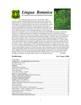 Lingua Botanica the National Newsletter for FS Botanists & Plant Ecologists