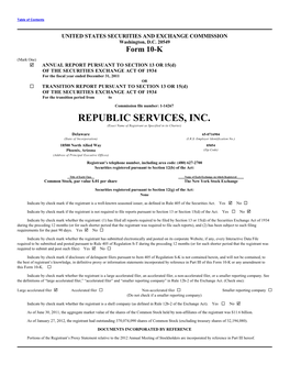 REPUBLIC SERVICES, INC. (Exact Name of Registrant As Specified in Its Charter)