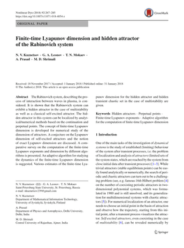 Finite-Time Lyapunov Dimension and Hidden Attractor of the Rabinovich System