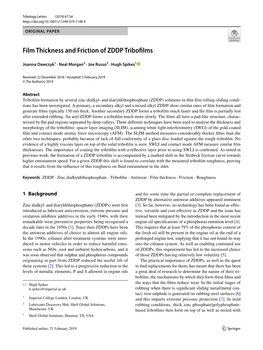 Film Thickness and Friction of ZDDP Tribofilms