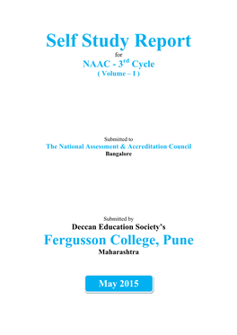 Self Study Report for NAAC - 3Rd Cycle ( Volume – I )