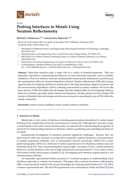 Probing Interfaces in Metals Using Neutron Reflectometry