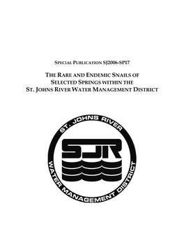 The Rare and Endemic Snails of Selected Springs Within the St. Johns River Water Management District