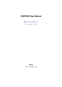 PANTHER User Manual
