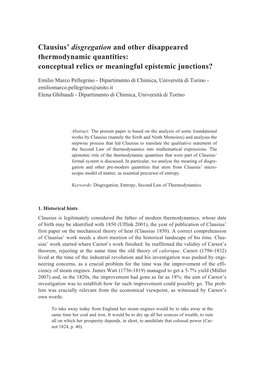 Clausius' Disgregation and Other Disappeared Thermodynamic