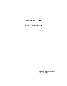 Traffic Bylaw No. 7200