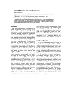 Flavonol Glycosides from Cadaba Glandulosa Ahmed A