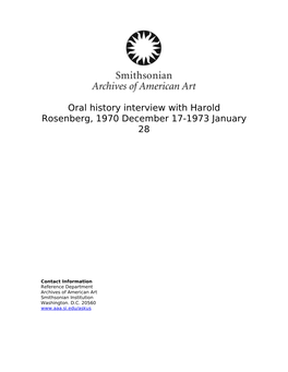 Oral History Interview with Harold Rosenberg, 1970 December 17-1973 January 28