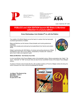 PÚBLICO and ASA EDITION Launch BD Blake & Mortimer Collection in A
