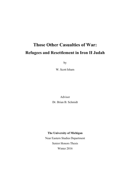 Those Other Casualties of War: Refugees and Resettlement in Iron II Judah