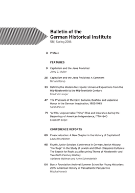 Bulletin of the German Historical Institute 58 | Spring 2016