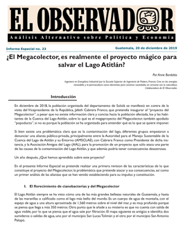 ¿El Megacolector, Es Realmente El Proyecto Mágico Para Salvar El Lago Atitlán?
