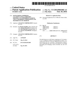 (12) Patent Application Publication (10) Pub. No.: US 2016/0045483 A1 STAHLY Et Al