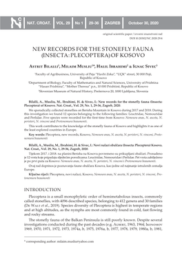 New Records for the Stonefly Fauna (Insecta: Plecoptera) of Kosovo