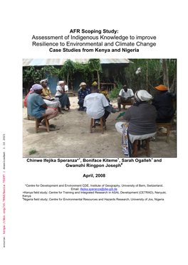 Assessment of Indigenous Knowledge to Improve Resilience To