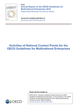 Activities of National Contact Points for the OECD Guidelines for Multinational Enterprises