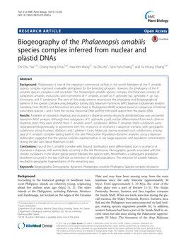 Biogeography of the Phalaenopsis Amabilis Species Complex Inferred