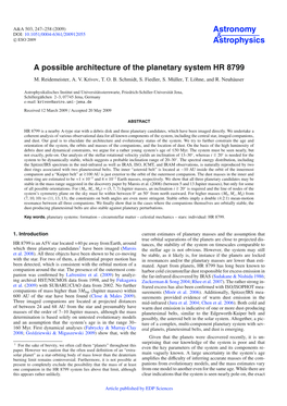 A Possible Architecture of the Planetary System HR 8799