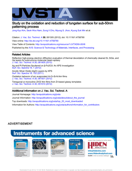 Study on the Oxidation and Reduction of Tungsten Surface for Sub-50Nm Patterning Process Jong Kyu Kim, Seok Woo Nam, Sung Il Cho, Myung S