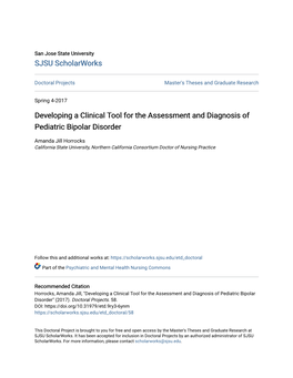 Developing a Clinical Tool for the Assessment and Diagnosis of Pediatric Bipolar Disorder