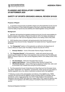 Safety of Sports Grounds Annual Review 2019/20