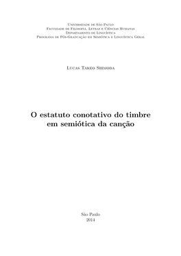 O Estatuto Conotativo Do Timbre Em Semiótica Da Canção