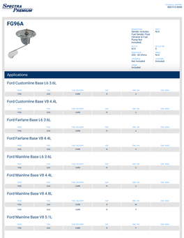 Applications Ford Customline Base L6 3.6L Ford