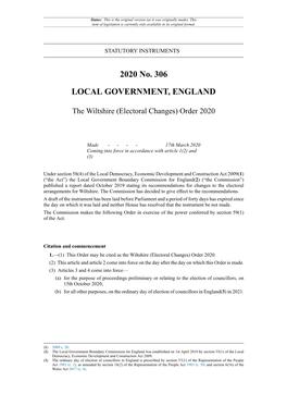 Wiltshire Electoral Changes Order 2020