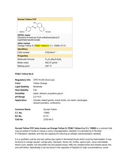 Sunset Yellow FCF IUPAC Name Disodium 6-Hydroxy-5