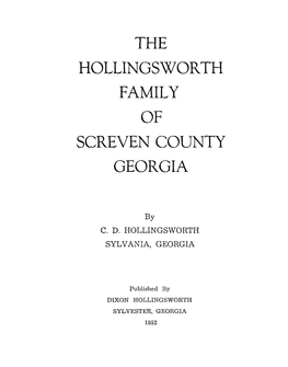 The Hollingsworth Family Screven County Georgia