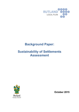Background Paper: Sustainability of Settlements Assessment October 2015