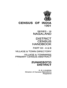 District Census Handbook, Zunheboto, Part