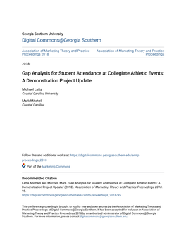Gap Analysis for Student Attendance at Collegiate Athletic Events: a Demonstration Project Update