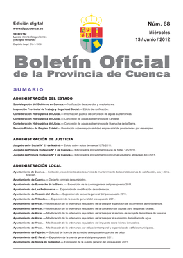 Boletín Oficial De La Provincia De Cuenca Sumario Administración Del Estado