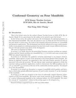 Arxiv:1809.06339V1 [Math.DG] 17 Sep 2018 Conformal Geometry on Four Manifolds