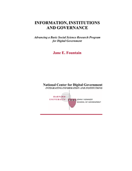 Information, Institutions and Governance