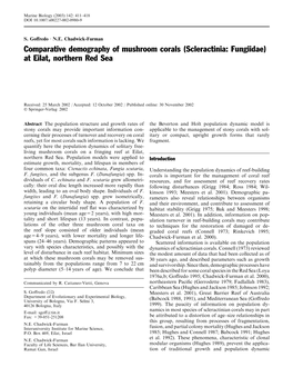 Comparative Demography of Mushroom Corals (Scleractinia: Fungiidae) at Eilat, Northern Red Sea