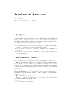 Rational Maps and Kleinian Groups