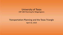 University of Texas CRP 384 Planning for Megaregions