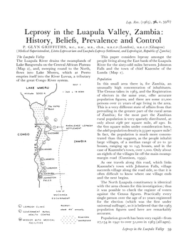 Leprosy History, in the Luapula Valley, Zambia: Beliefs, Prevalence