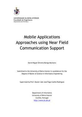 Mobile Applications Approaches Using Near Field Communication Support