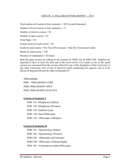 Revised Page 1 CBCS MA SYLLABUS in PHILOSOPHY