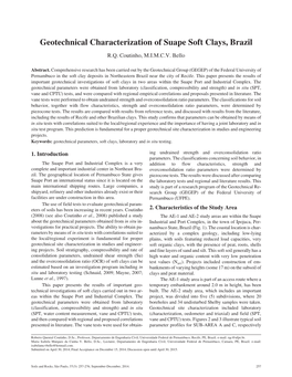 Geotechnical Characterization of Suape Soft Clays, Brazil