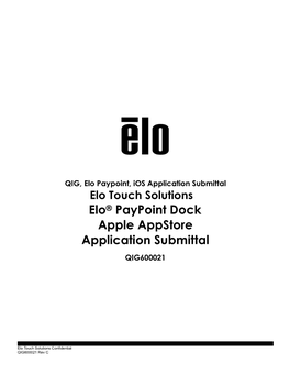 Elo® Paypoint Dock Apple Appstore Application Submittal