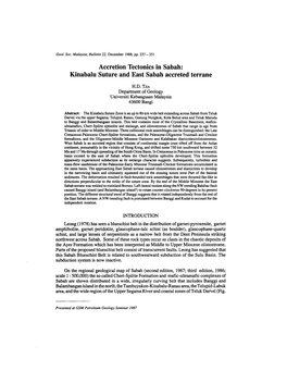 Accretion Tectonics in Sabah: Kinabalu Suture and East Sabah Accreted Terrane