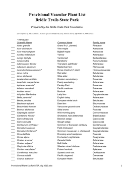 Provisional Vascular Plant List Bridle Trails State Park