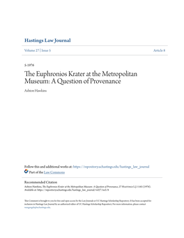 The Euphronios Krater at the Metropolitan Museum: a Question of Provenance, 27 Hastings L.J