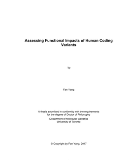 Assessing Functional Impacts of Human Coding Variants